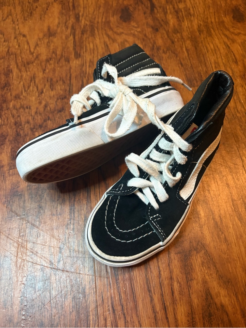 Vans Kids Black and White High-Top Skate Sneakers
